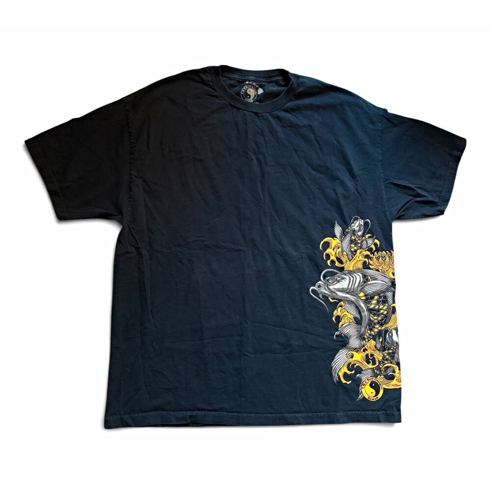 Vintage T&C Surf Designs Hawaii Men’s Black Koi Fish Graphic Tee Shirt Size 2XL